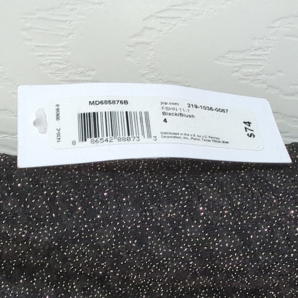 Premier Amour Black Blush Glitter Cocktail Dress Off The Shoulder Sz 4 - Picture 4 of 10